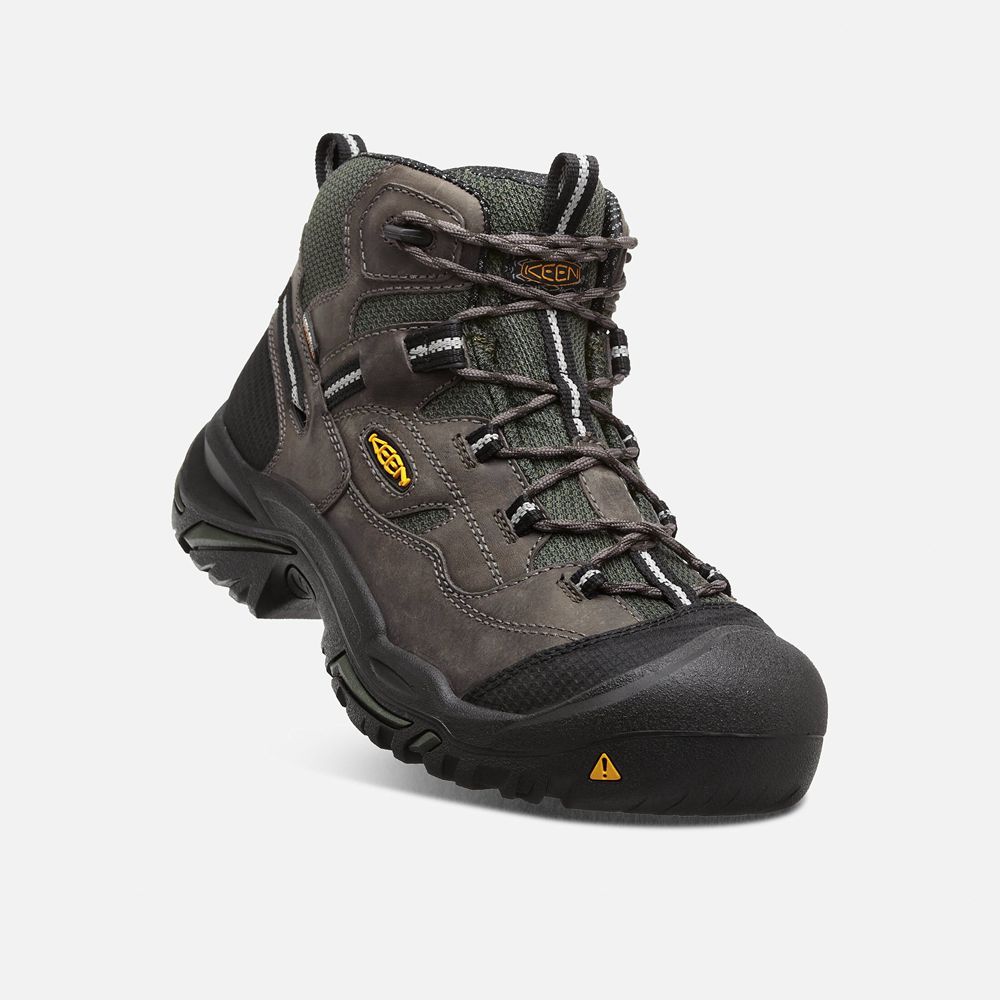 Keen Trekking Bot Erkek Siyah Kahverengi - Braddock Waterproof Mid (Steel Toe) - Türkiye CGMK81706